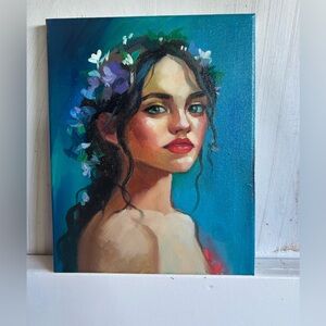 oil paintings original “Green eyes”, 10x8, oil on canvas